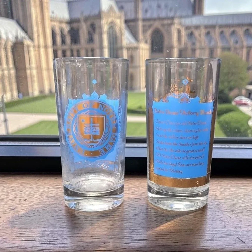 Notre Dame Souvenir Tumblers, Set of 2, Victory March Lyrics‎ Design, Glassware
